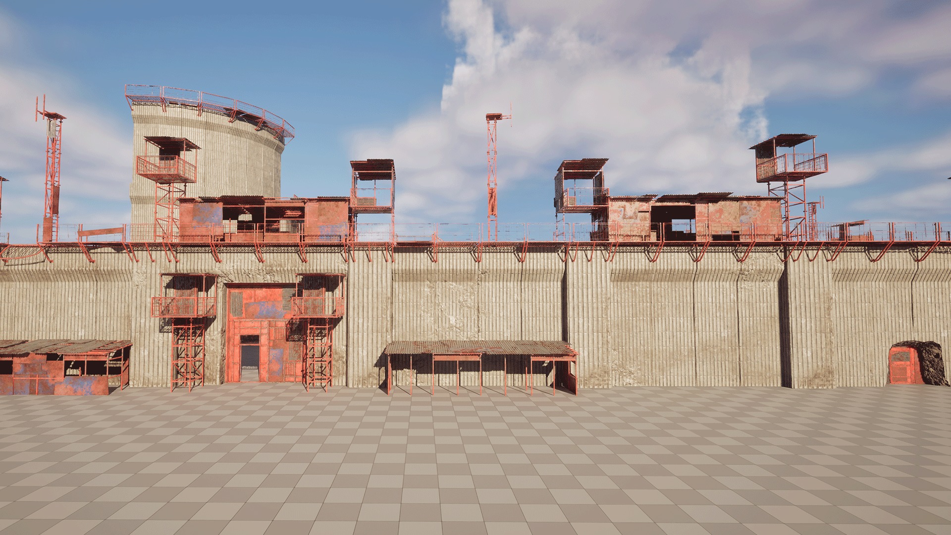 Post Apocalyptic Wall Modular Pack Low-poly 3D model_13