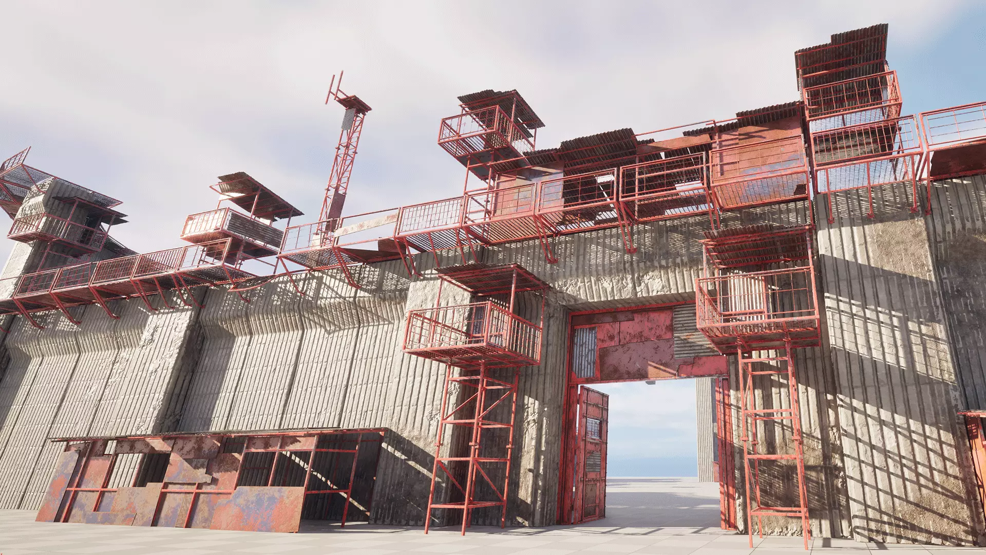 Post Apocalyptic Wall Modular Pack Low-poly 3D model_0