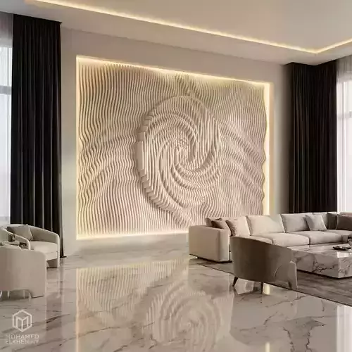 Parametric Wavy Wooden Wall Decor 13- wood cutting machines 3D model 3