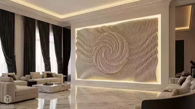 Parametric Wavy Wooden Wall Decor 13- wood cutting machines 3D model 7
