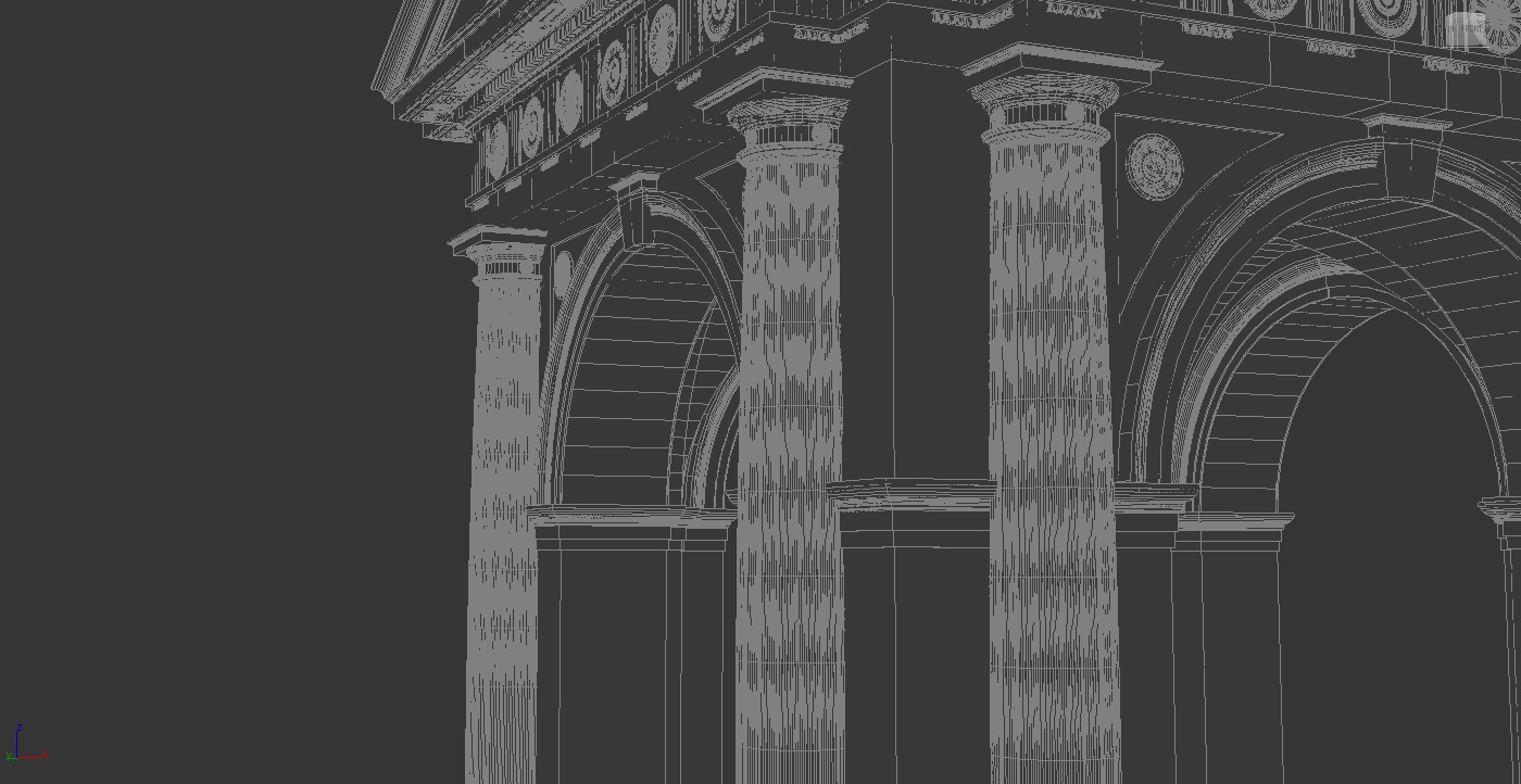 Arched portico in Doric Denticulated column order gazebo 3D model_13