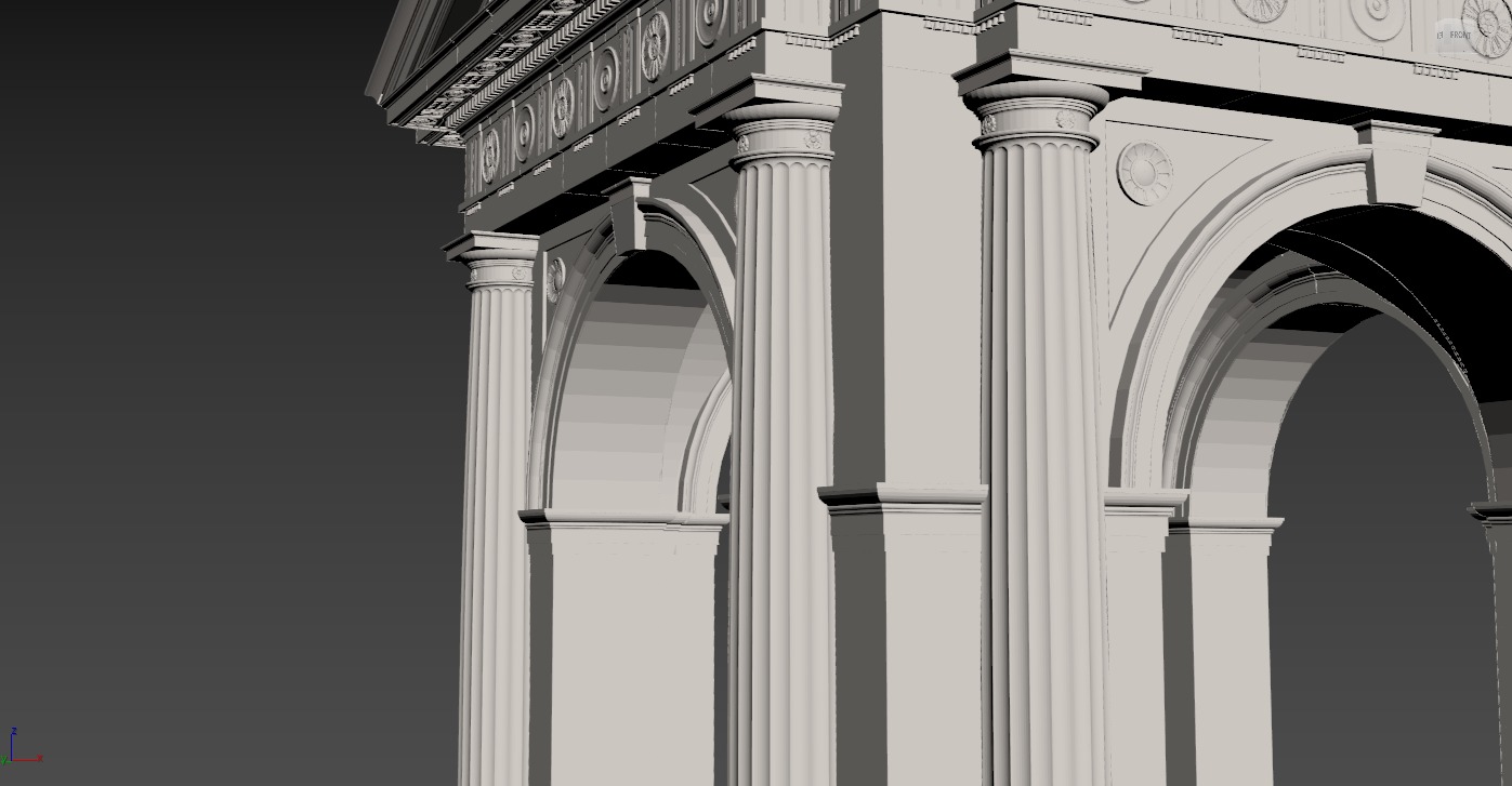 Arched portico in Doric Denticulated column order gazebo 3D model_11