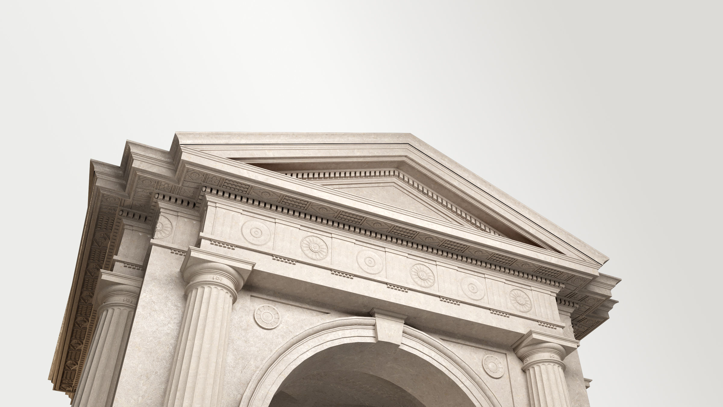 Arched portico in Doric Denticulated column order gazebo 3D model_4