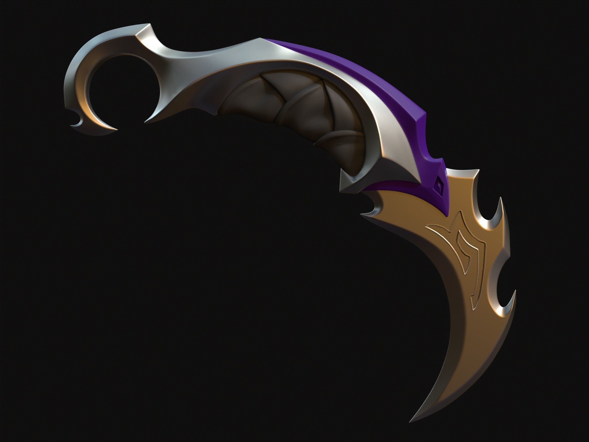 Reaver Karambit Knife Valorant Low-poly 3D model_7