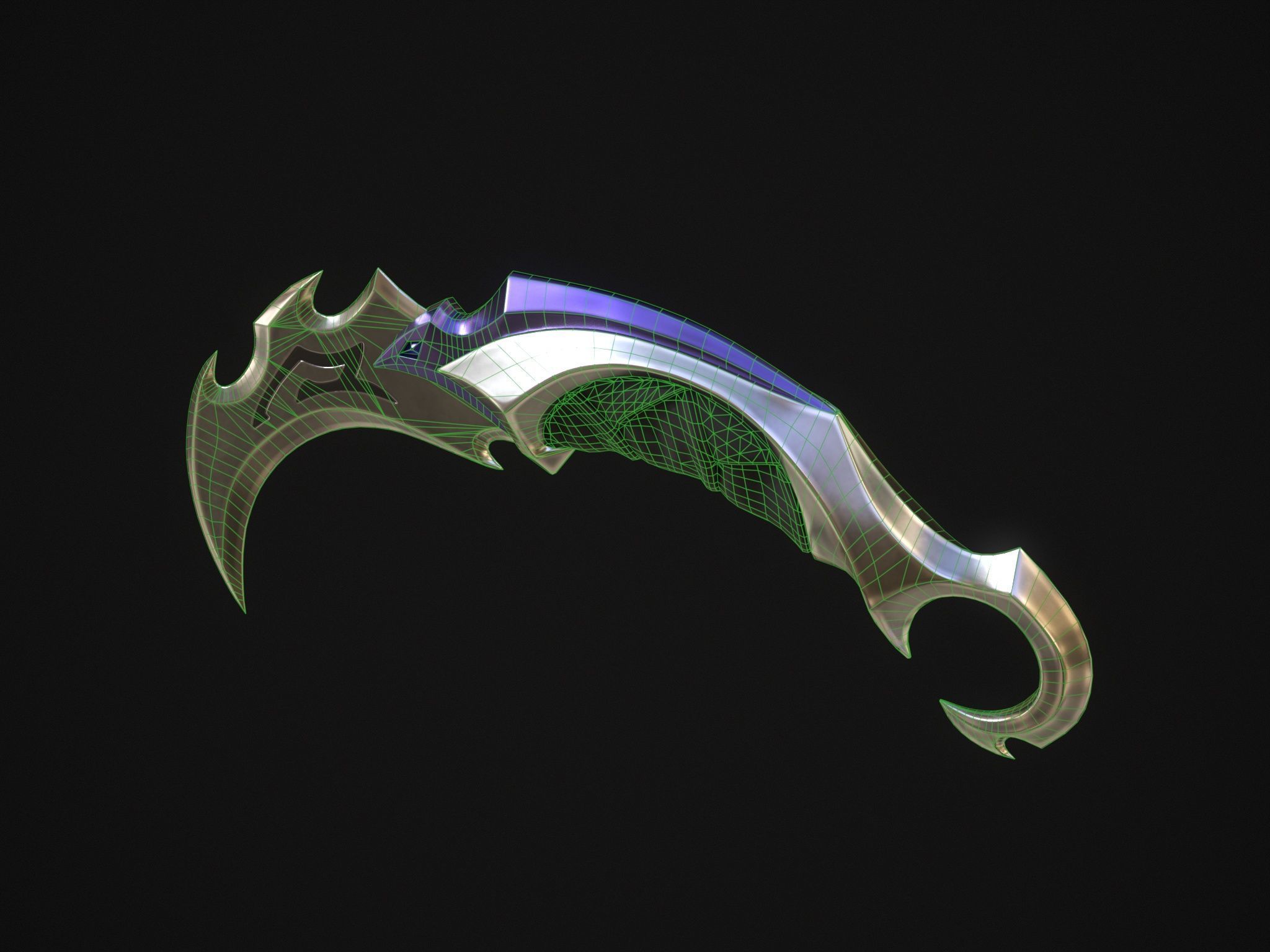 Reaver Karambit Knife Valorant Low-poly 3D model_6