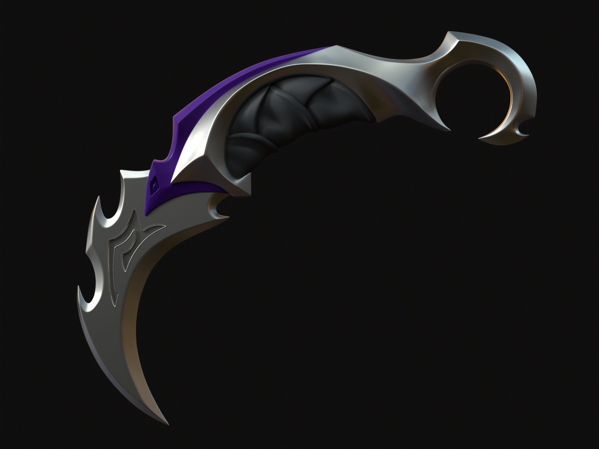 Reaver Karambit Knife Valorant Low-poly 3D model_10