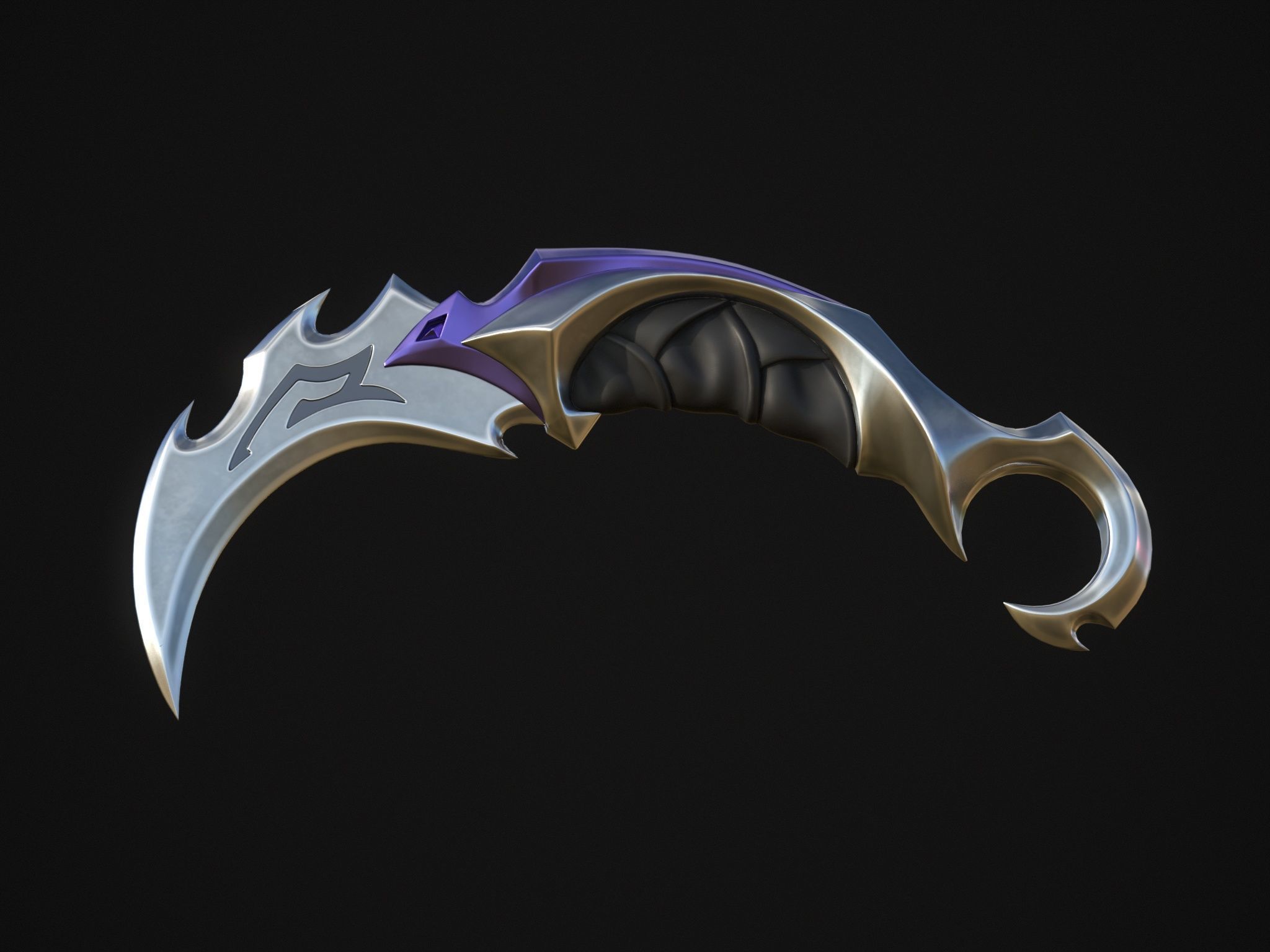 Reaver Karambit Knife Valorant Low-poly 3D model_4