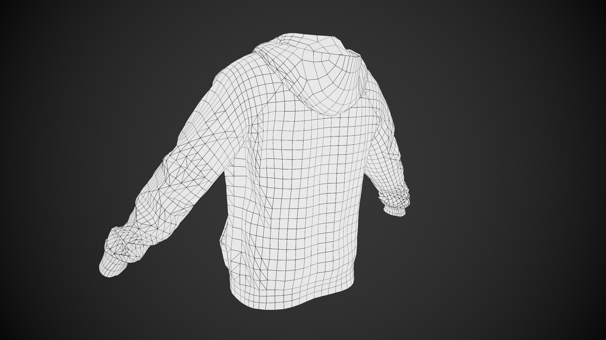 Black Open Hoodie Style 1 Low-poly 3D model_16