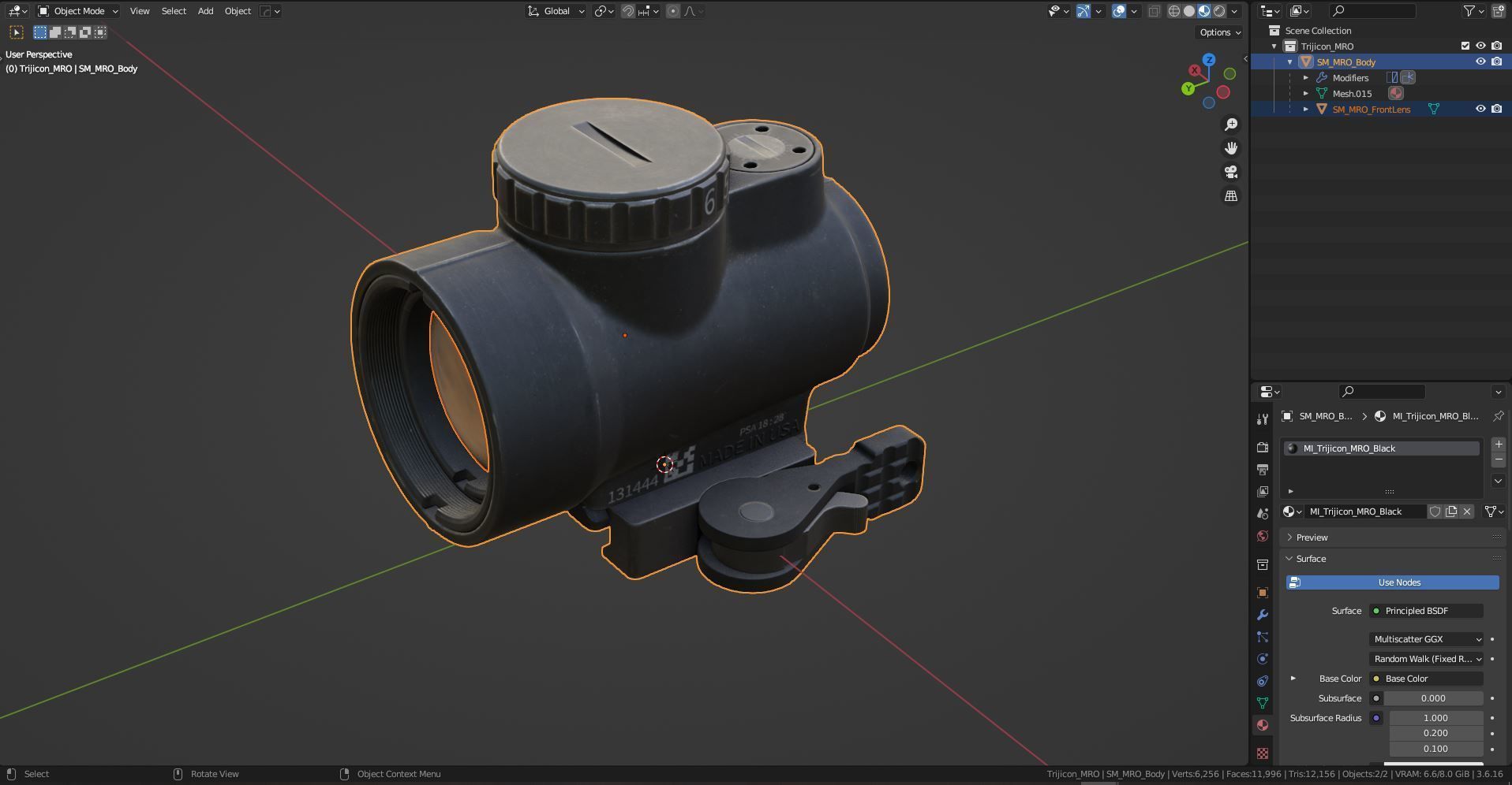 TRIJICON MRO RED DOT Low-poly 3D model_8