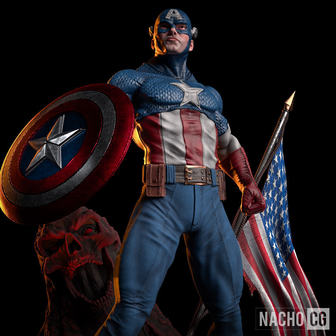 Fan Art - Classic Captain America - Statue 3D print model_5