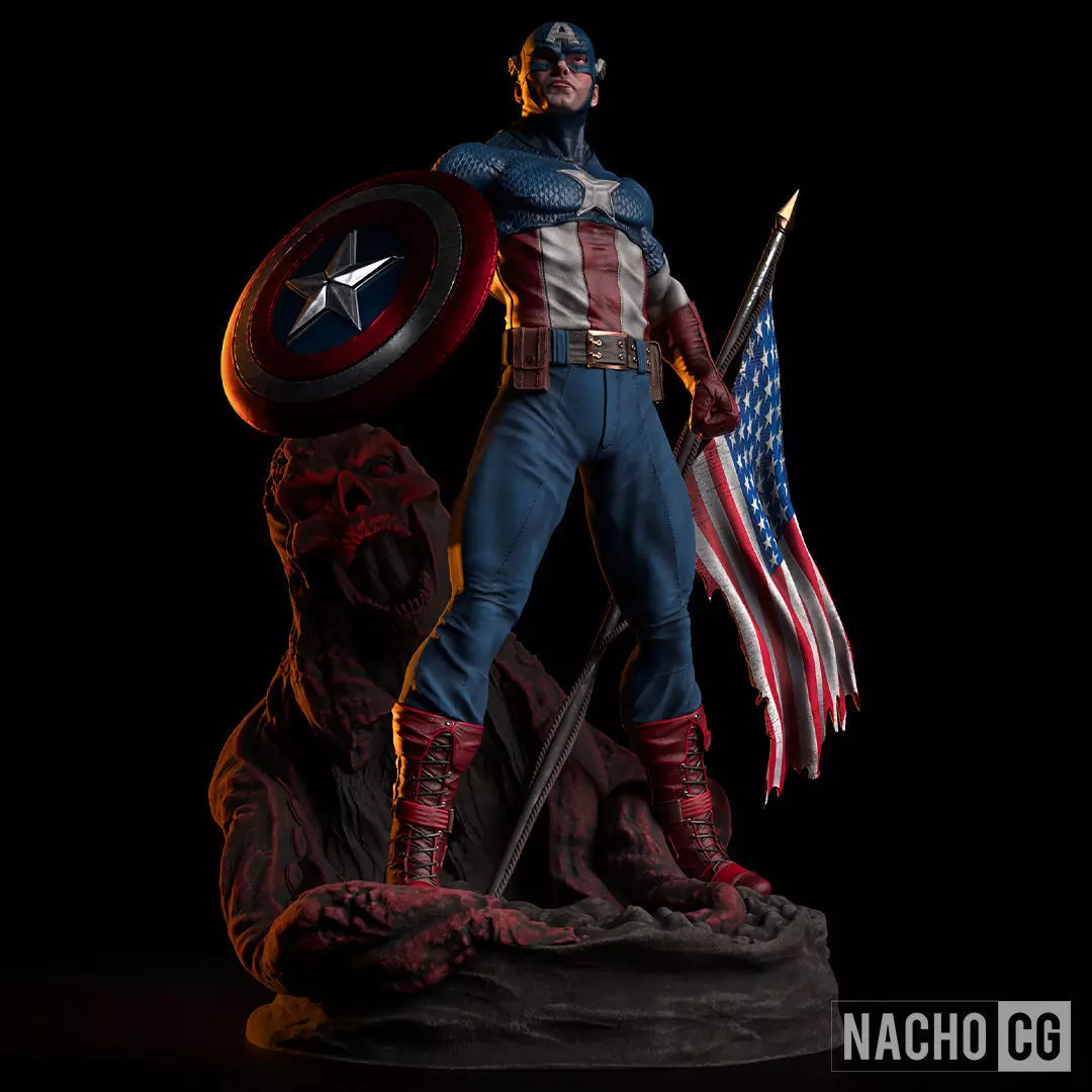 Fan Art - Classic Captain America - Statue 3D print model_0