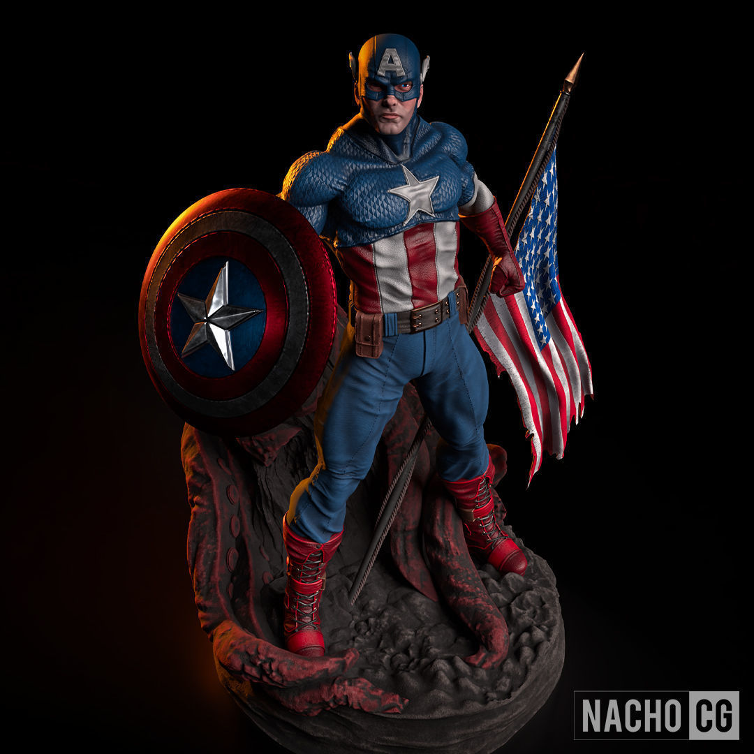 Fan Art - Classic Captain America - Statue 3D print model_2