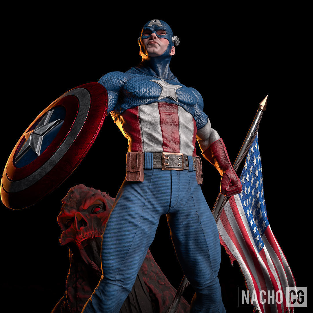 Fan Art - Classic Captain America - Statue 3D print model_4