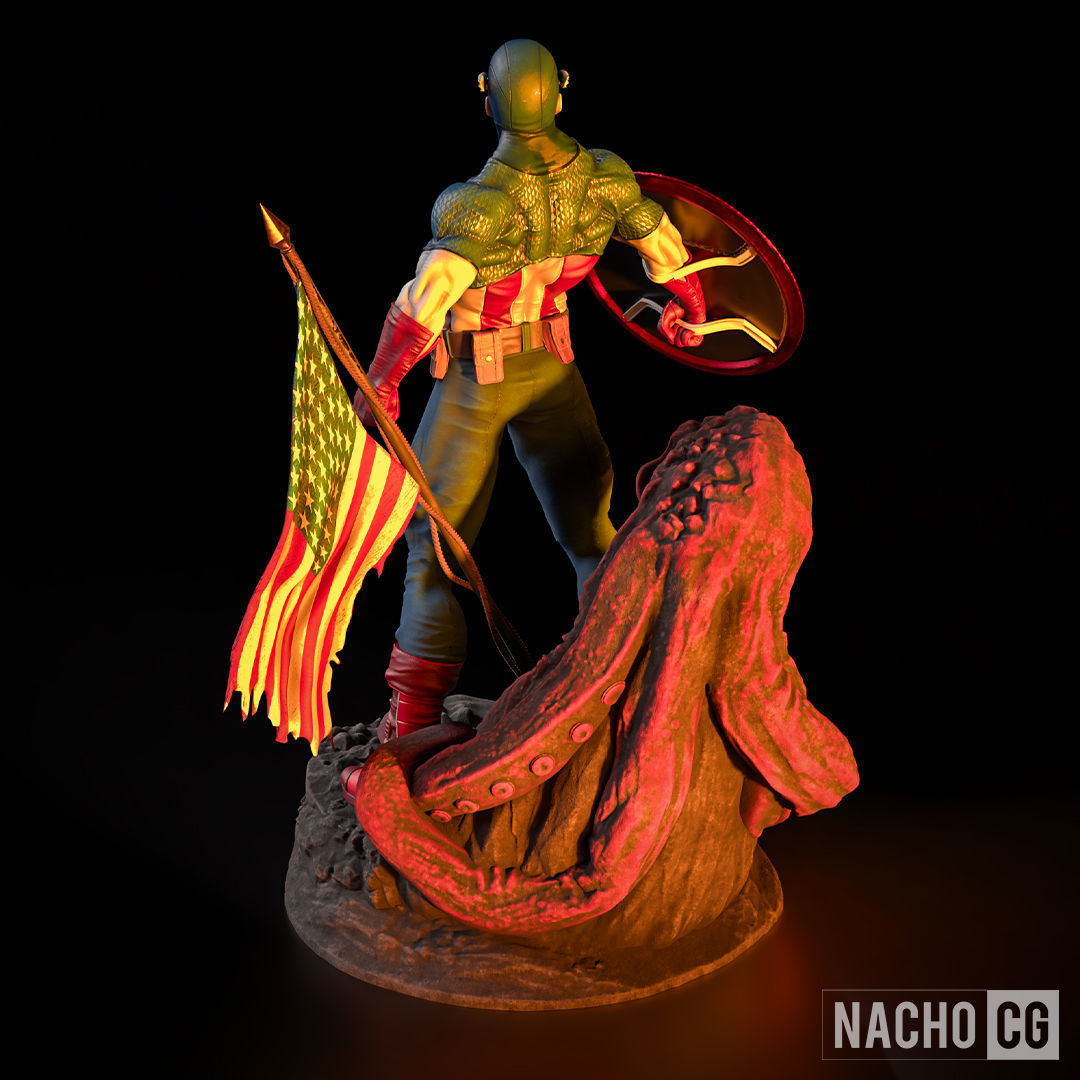 Fan Art - Classic Captain America - Statue 3D print model_3