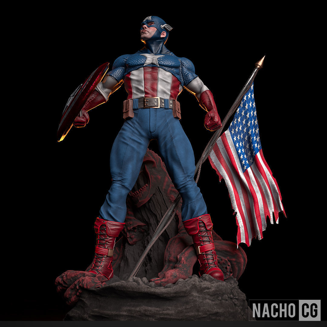 Fan Art - Classic Captain America - Statue 3D print model_1