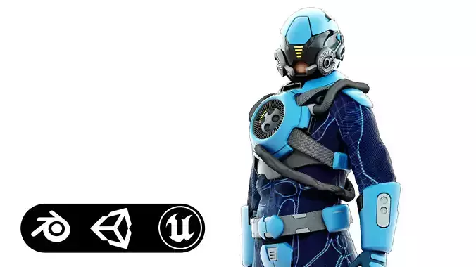CYBER ASTRONAUT-X  Rigged for Unreal Engine - Unity - MIXAMO
