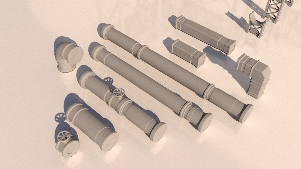 Modular Pipes and pipeline 3D print model_1