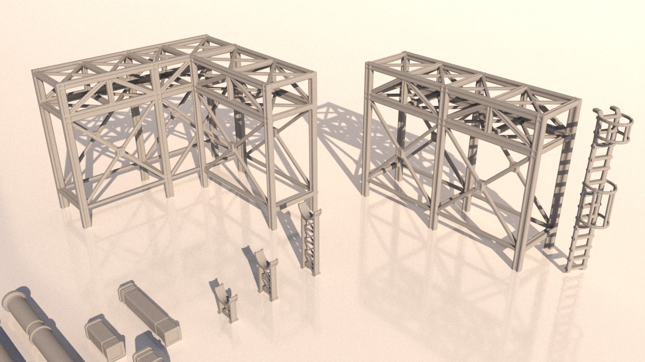 Modular Pipes and pipeline 3D print model_3