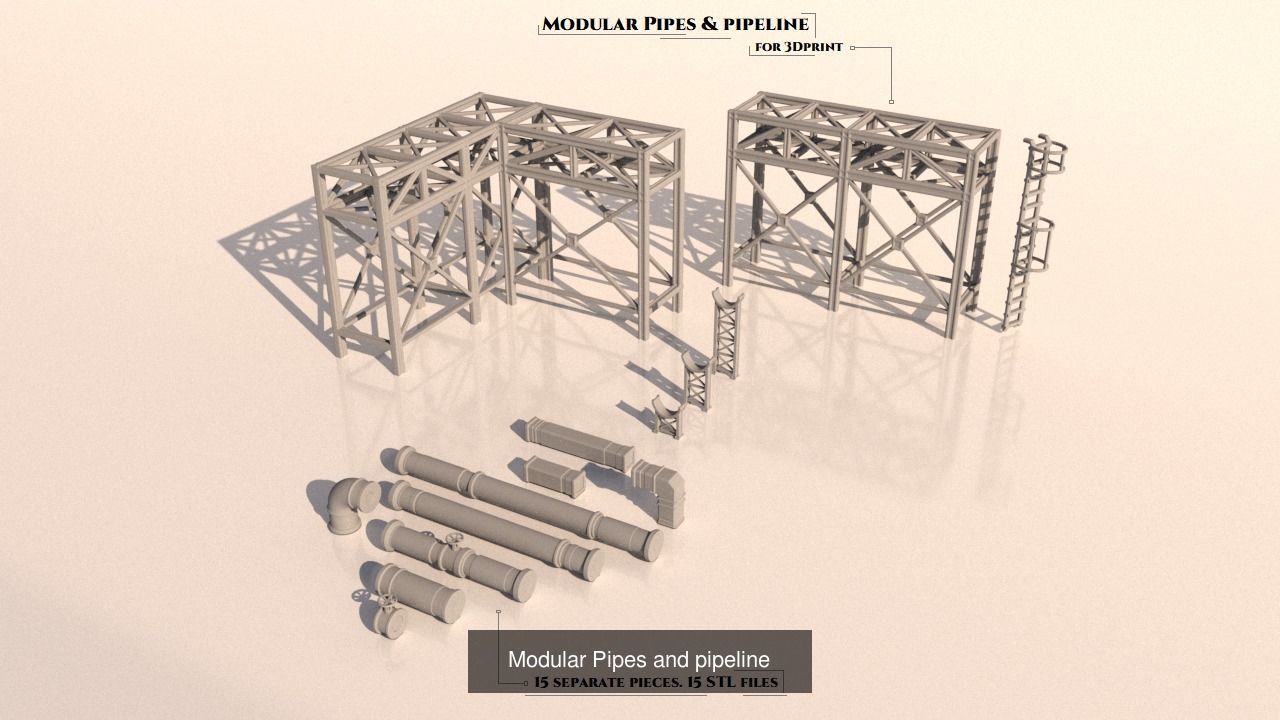 A set of parts to build a factory  for 3Dprint 3D Model Collection_9
