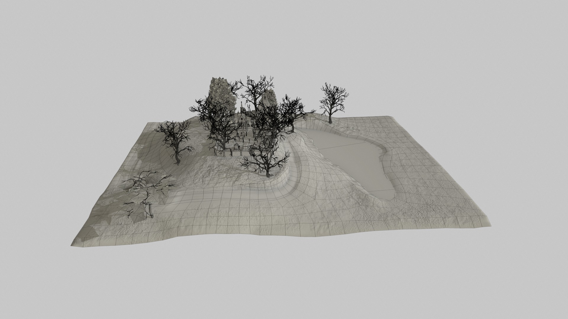 Graveyard and Ghosts Low-poly 3D model_36