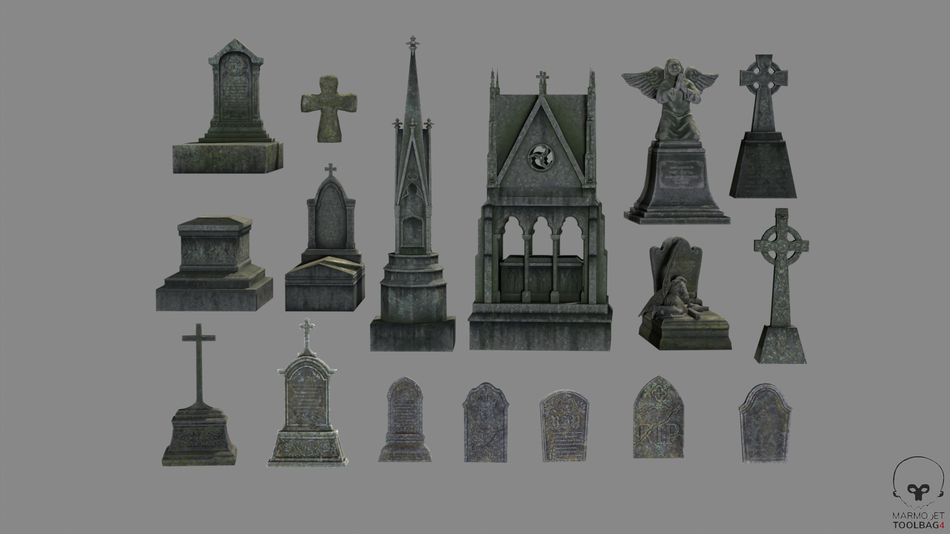 Graveyard and Ghosts Low-poly 3D model_90