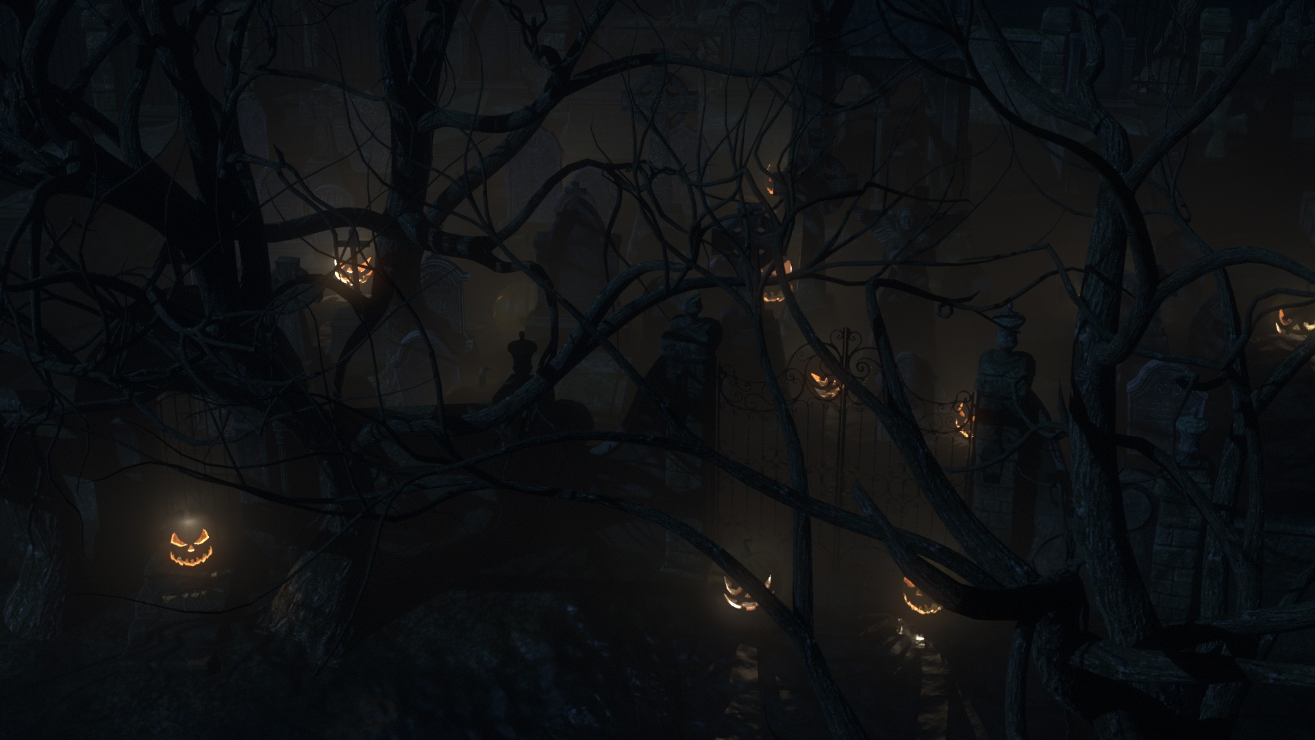 Graveyard and Ghosts Low-poly 3D model_61