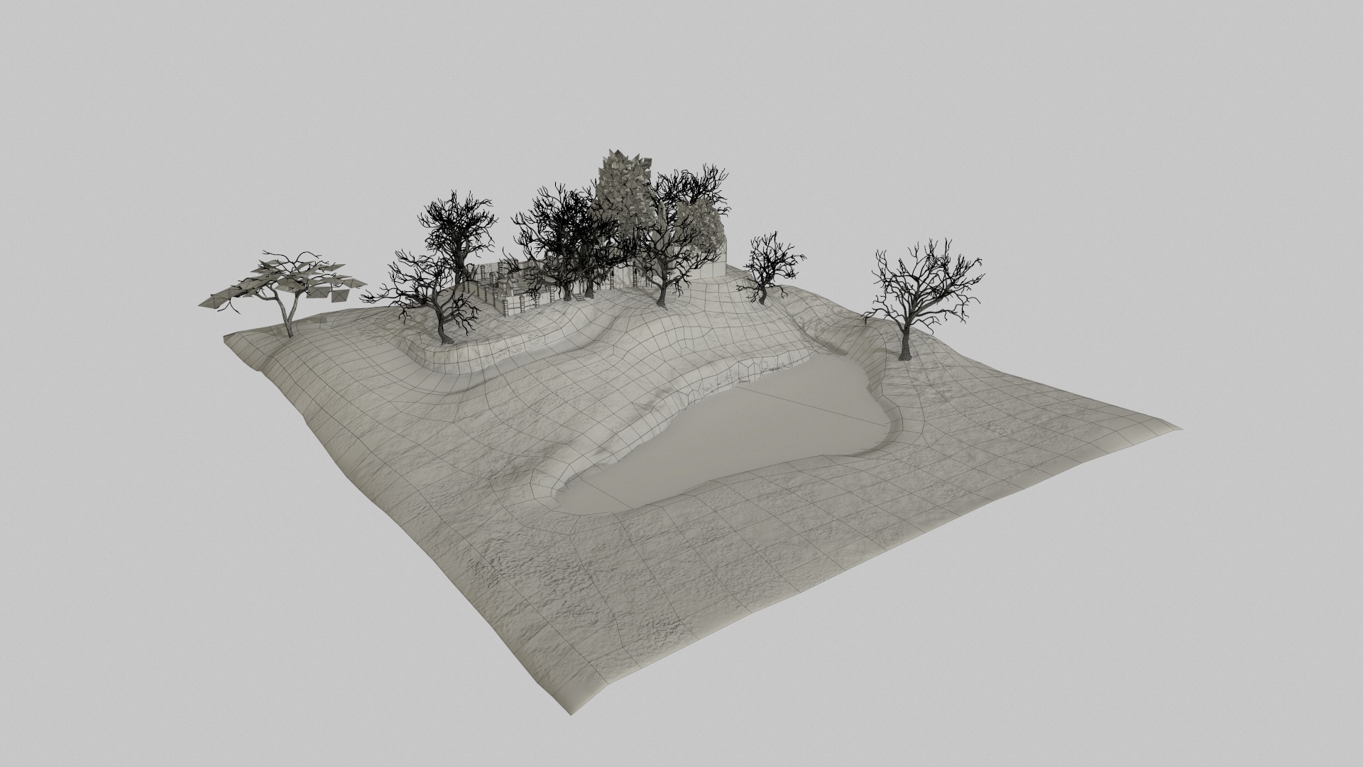 Graveyard and Ghosts Low-poly 3D model_34