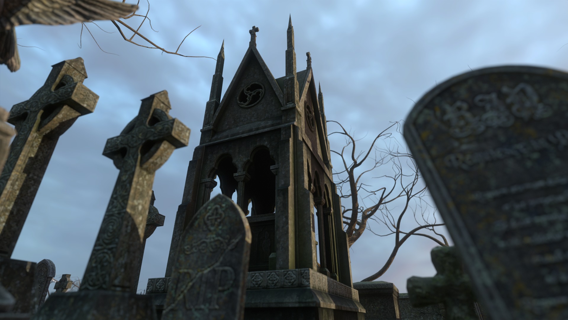 Graveyard and Ghosts Low-poly 3D model_11