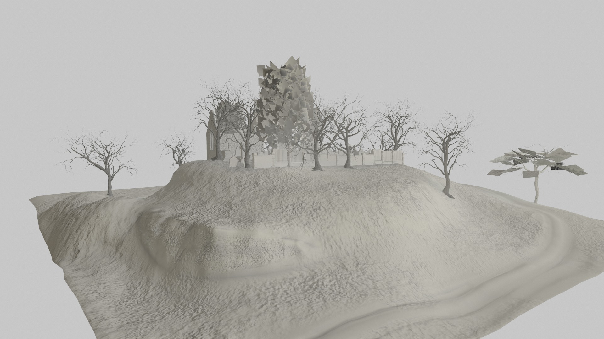 Graveyard and Ghosts Low-poly 3D model_39