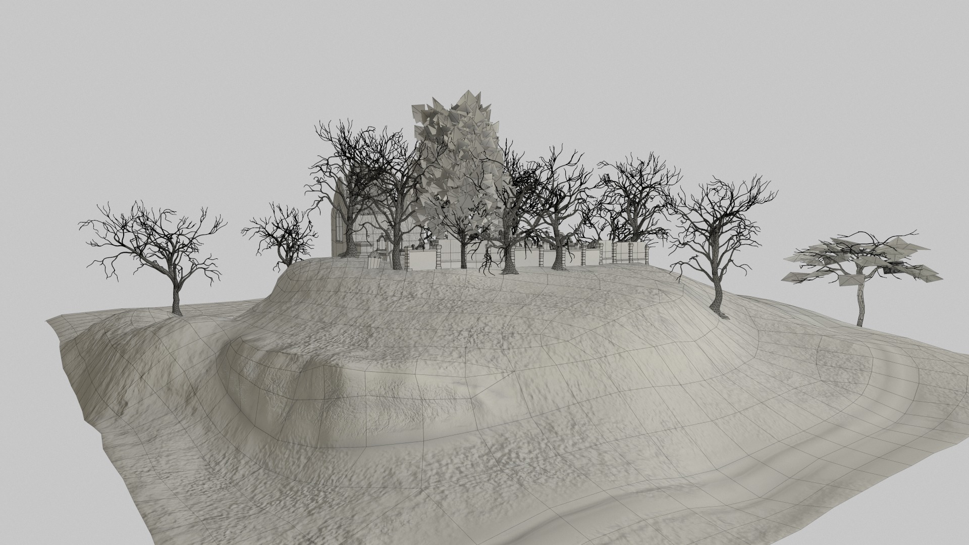 Graveyard and Ghosts Low-poly 3D model_40