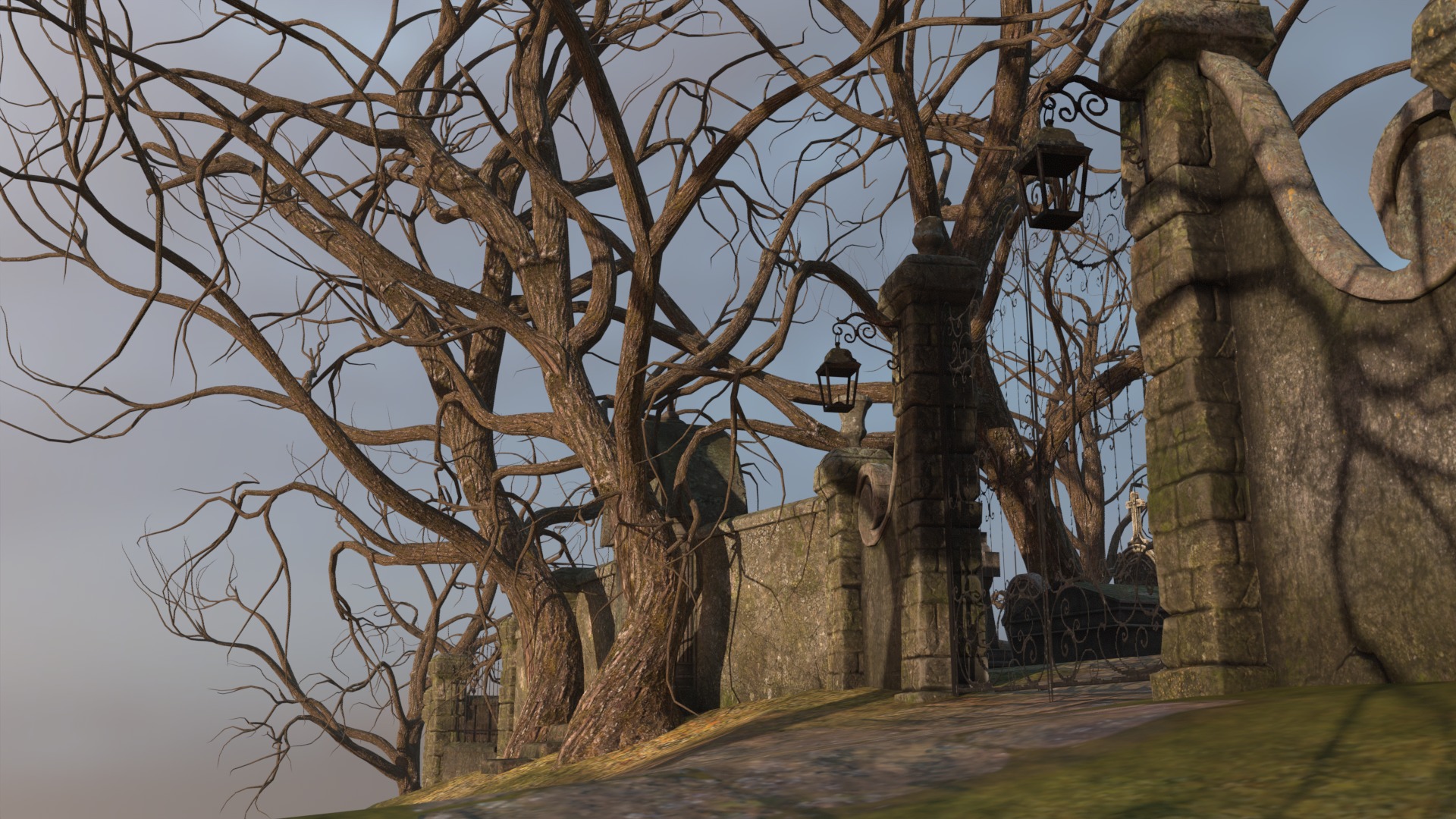 Graveyard and Ghosts Low-poly 3D model_22