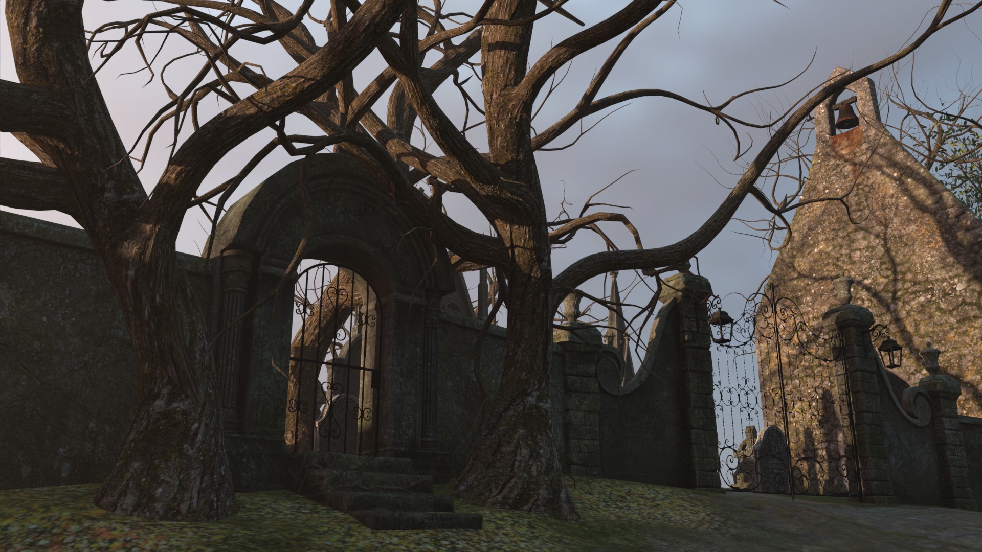 Graveyard and Ghosts Low-poly 3D model_20