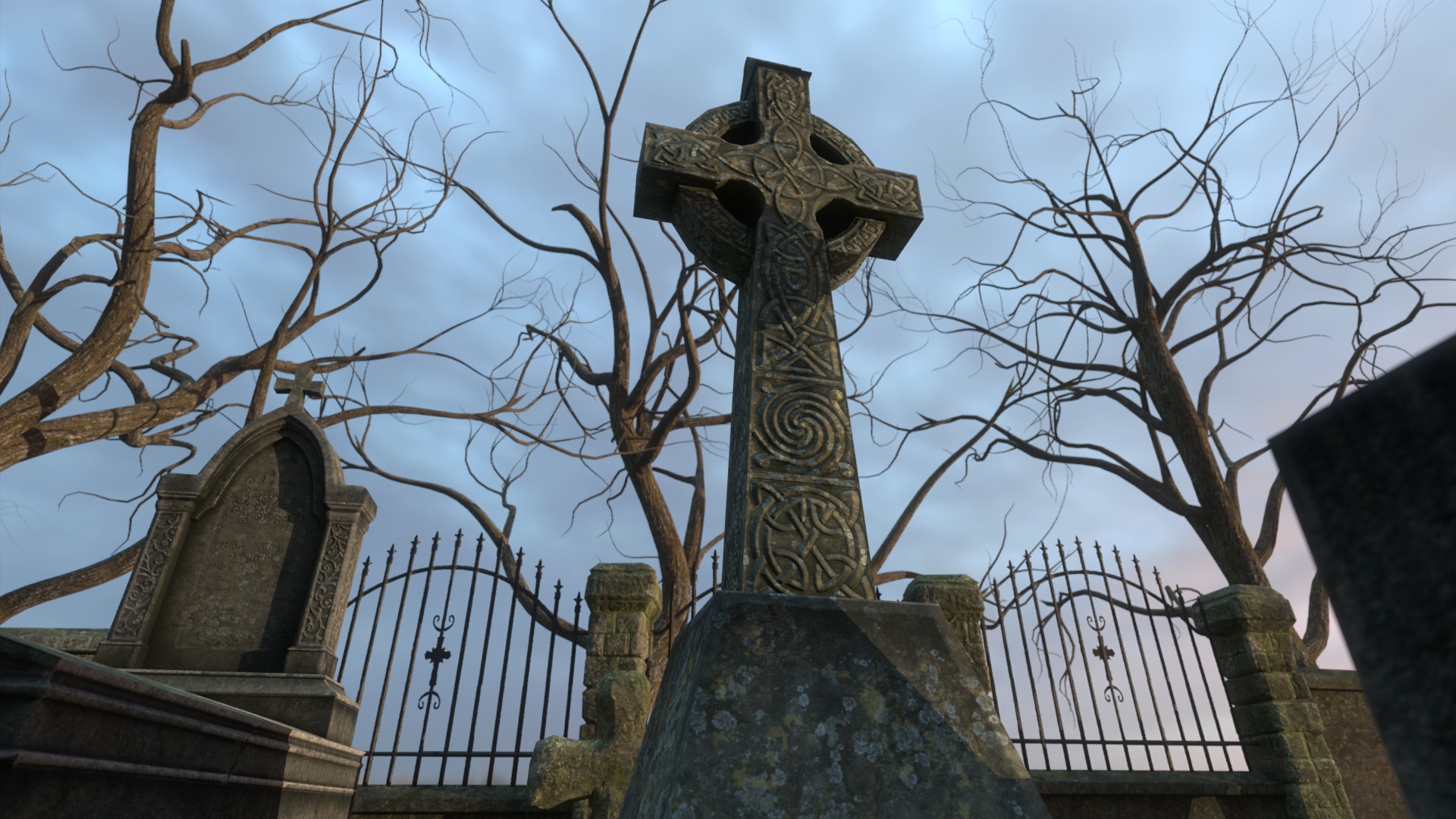 Graveyard and Ghosts Low-poly 3D model_19