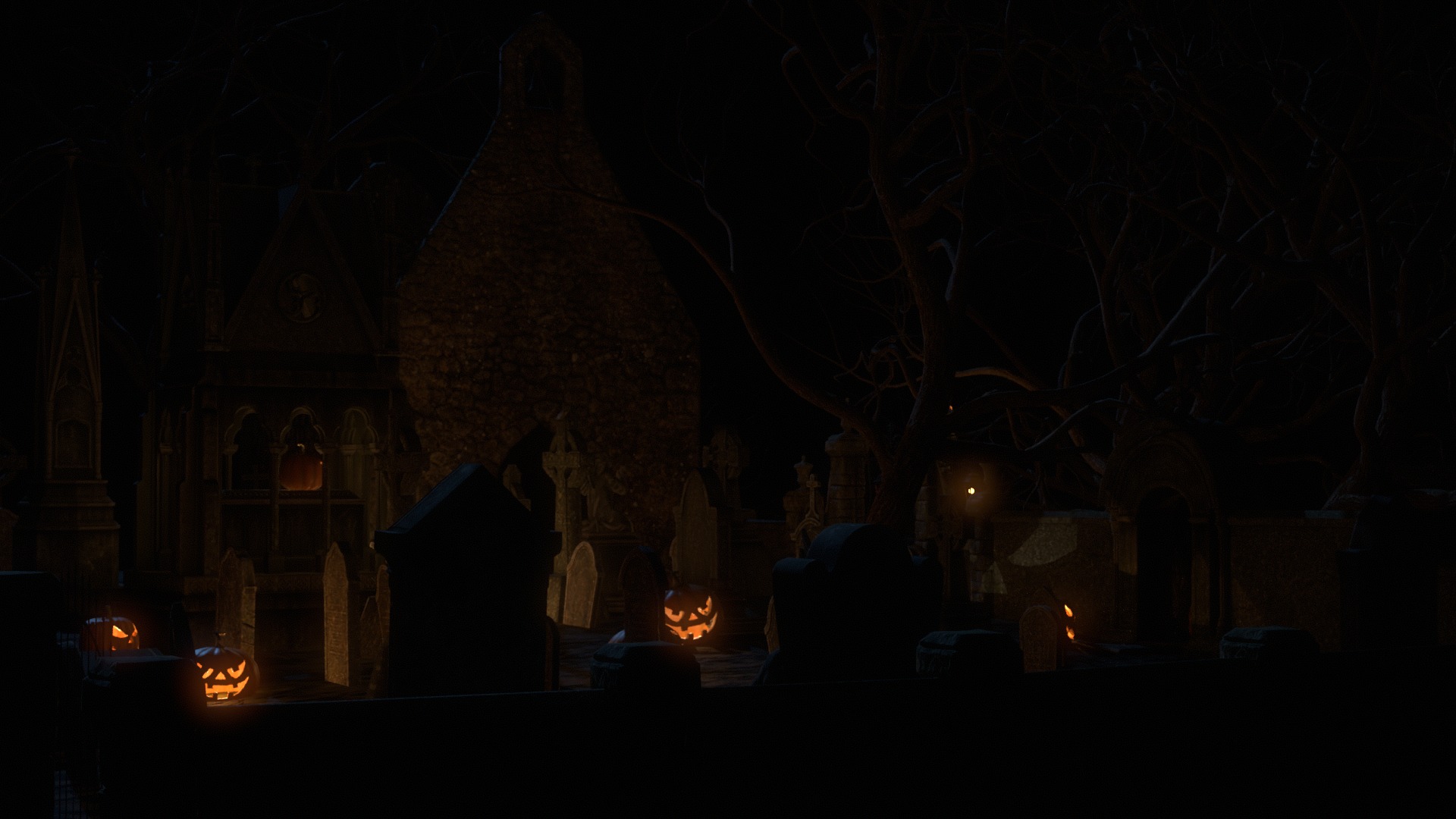 Graveyard and Ghosts Low-poly 3D model_67