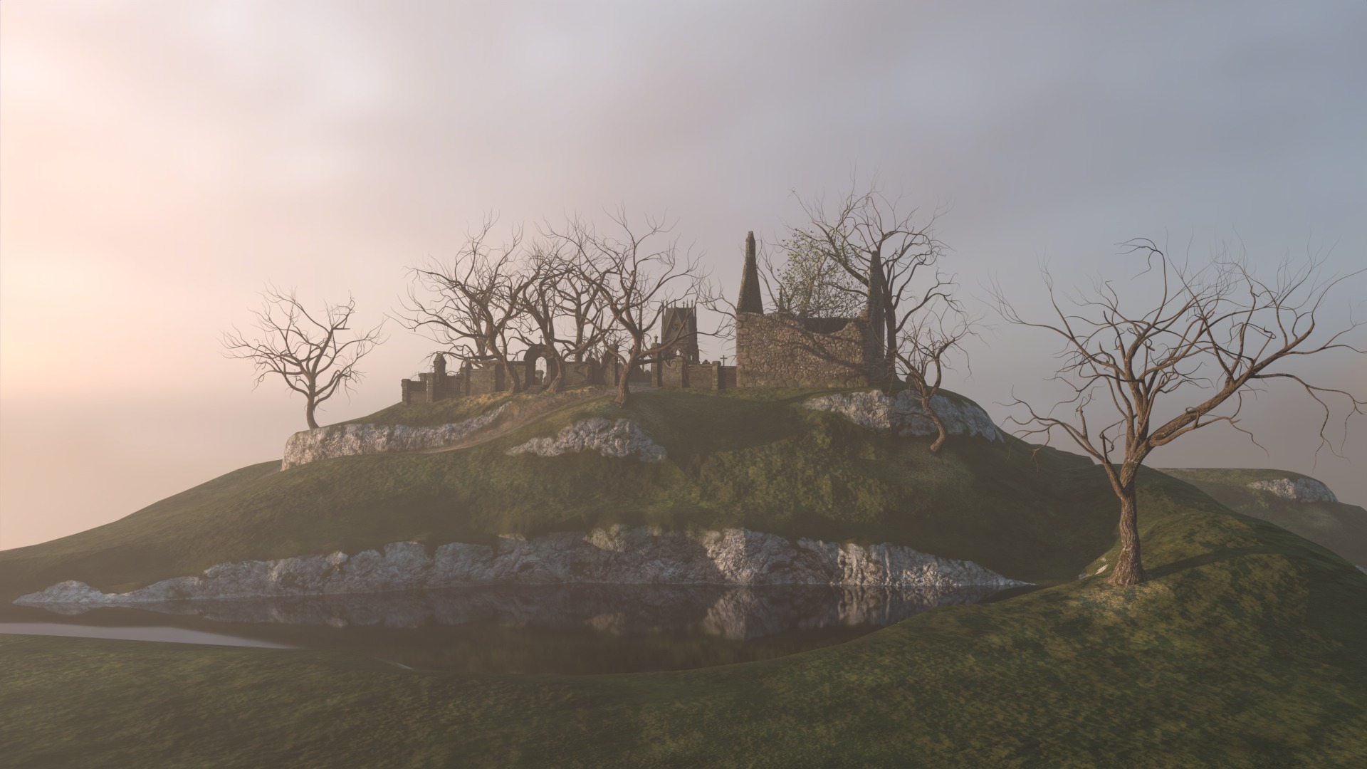 Graveyard and Ghosts Low-poly 3D model_32