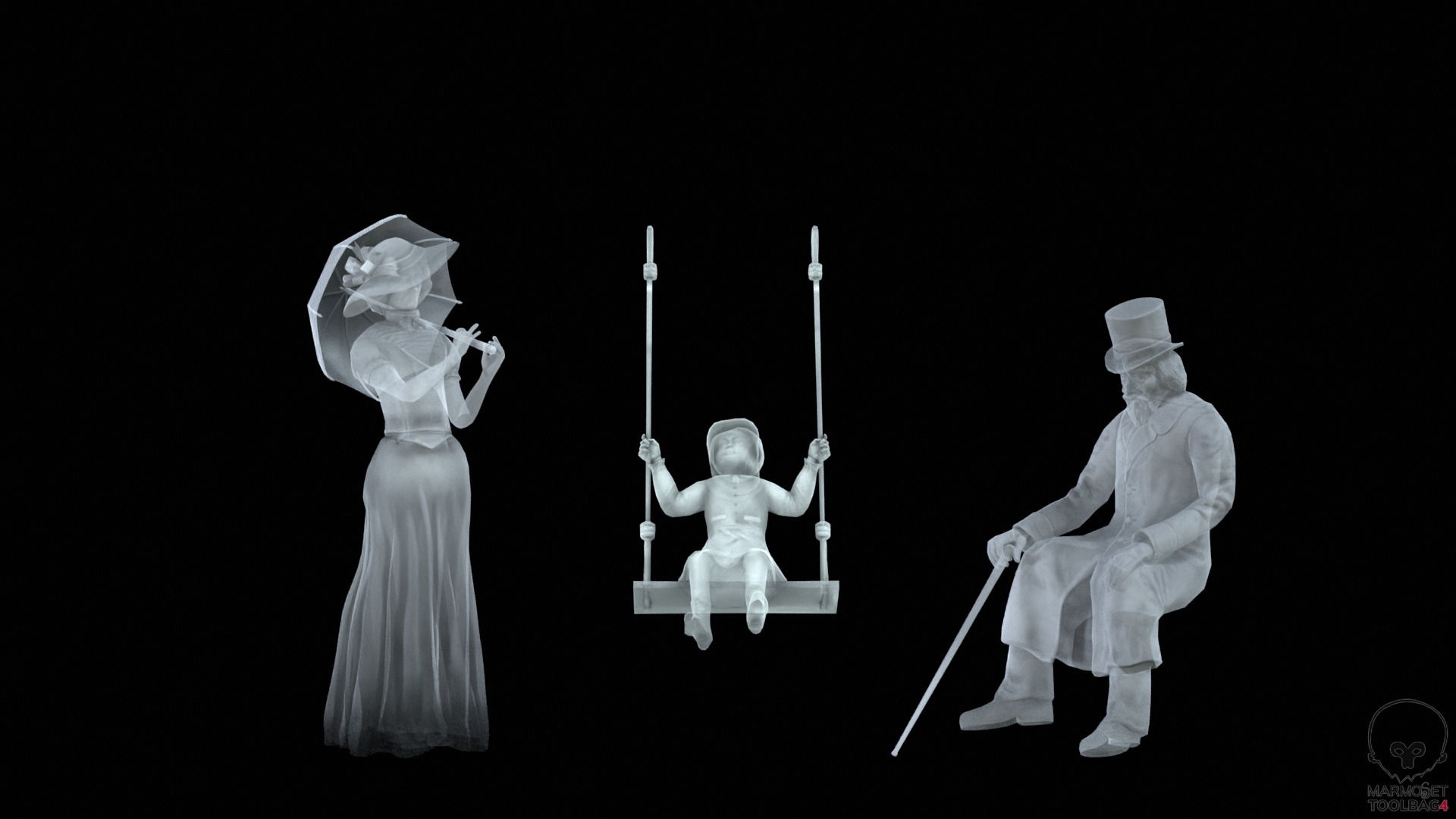 Graveyard and Ghosts Low-poly 3D model_89