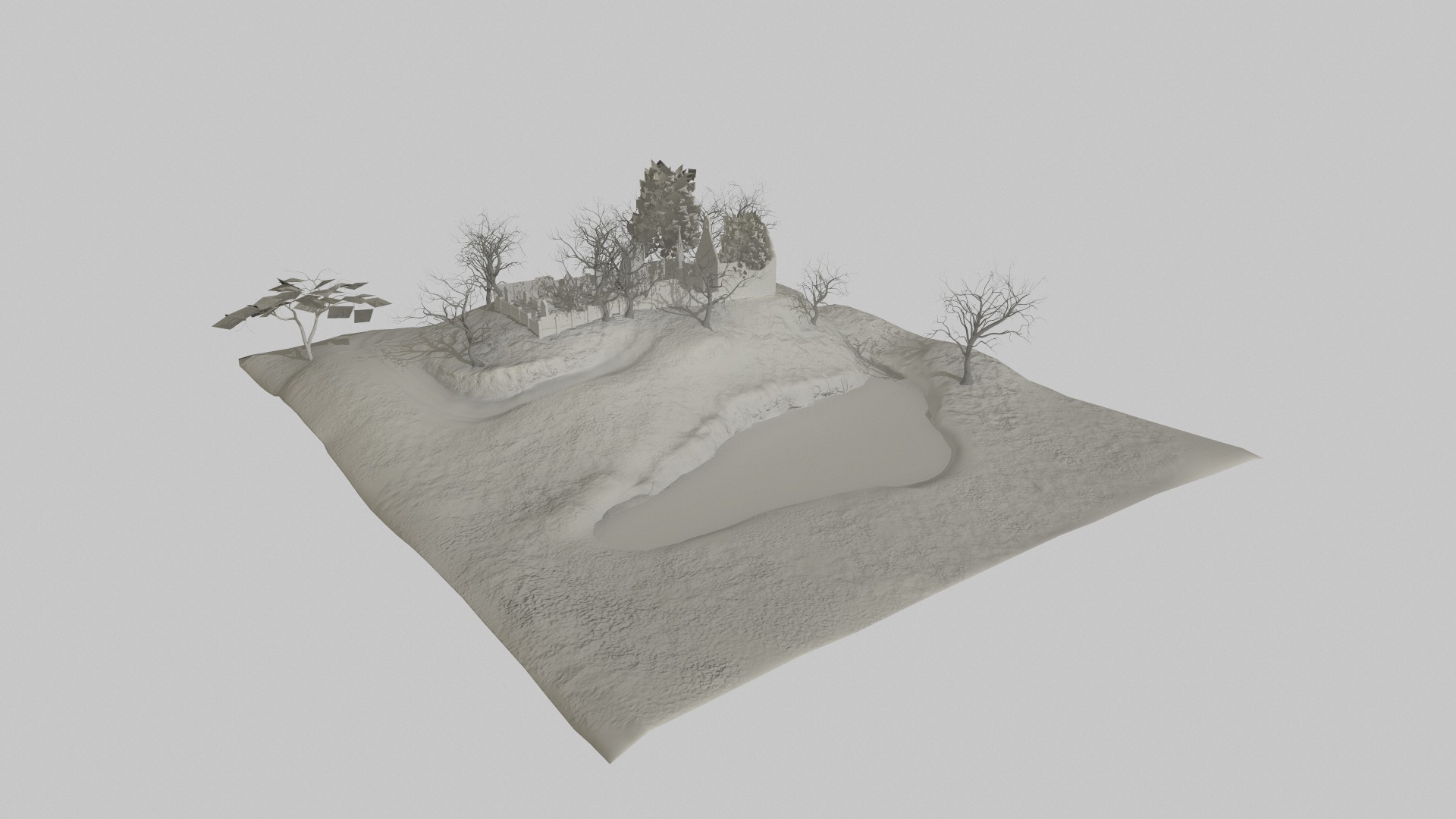 Graveyard and Ghosts Low-poly 3D model_33