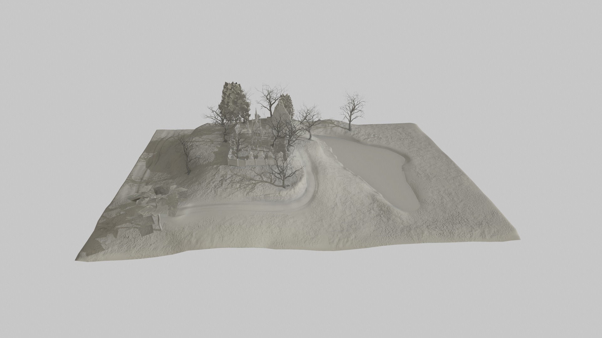 Graveyard and Ghosts Low-poly 3D model_35