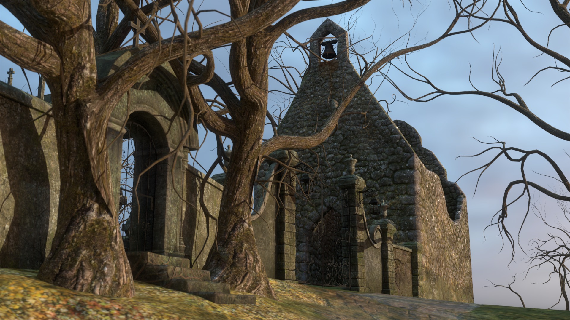 Graveyard and Ghosts Low-poly 3D model_5