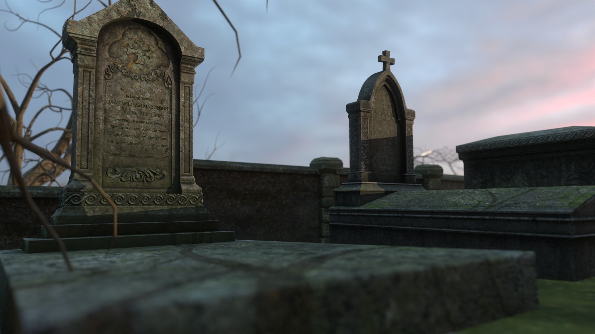 Graveyard and Ghosts Low-poly 3D model_13