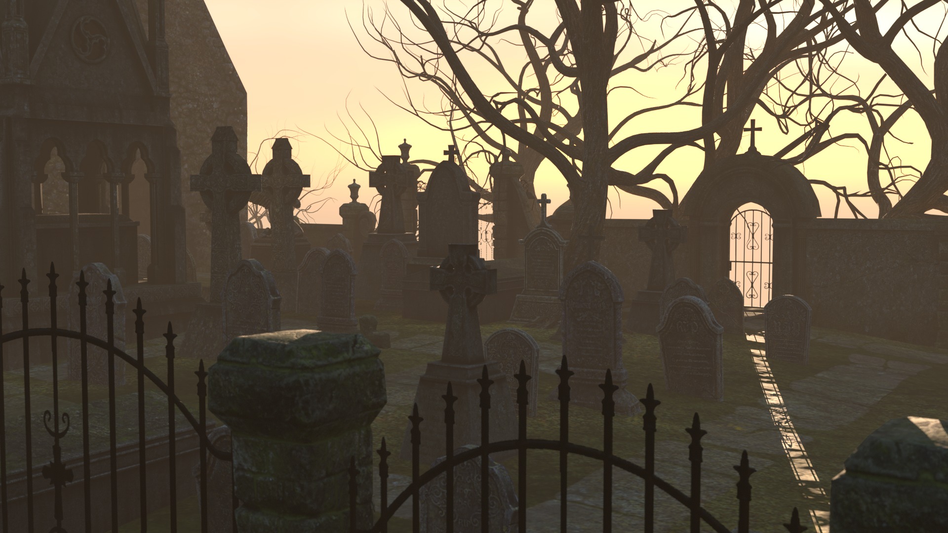 Graveyard and Ghosts Low-poly 3D model_30