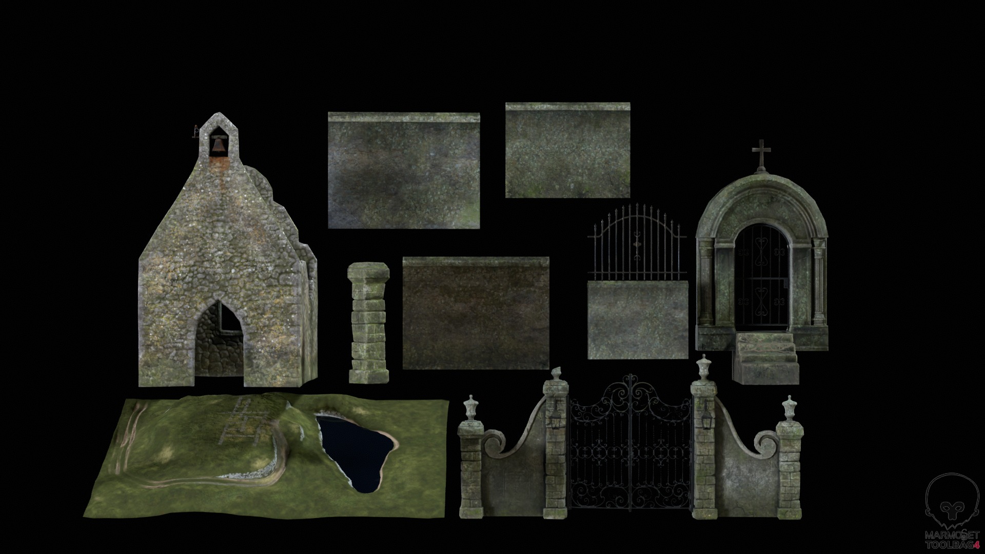 Graveyard and Ghosts Low-poly 3D model_93