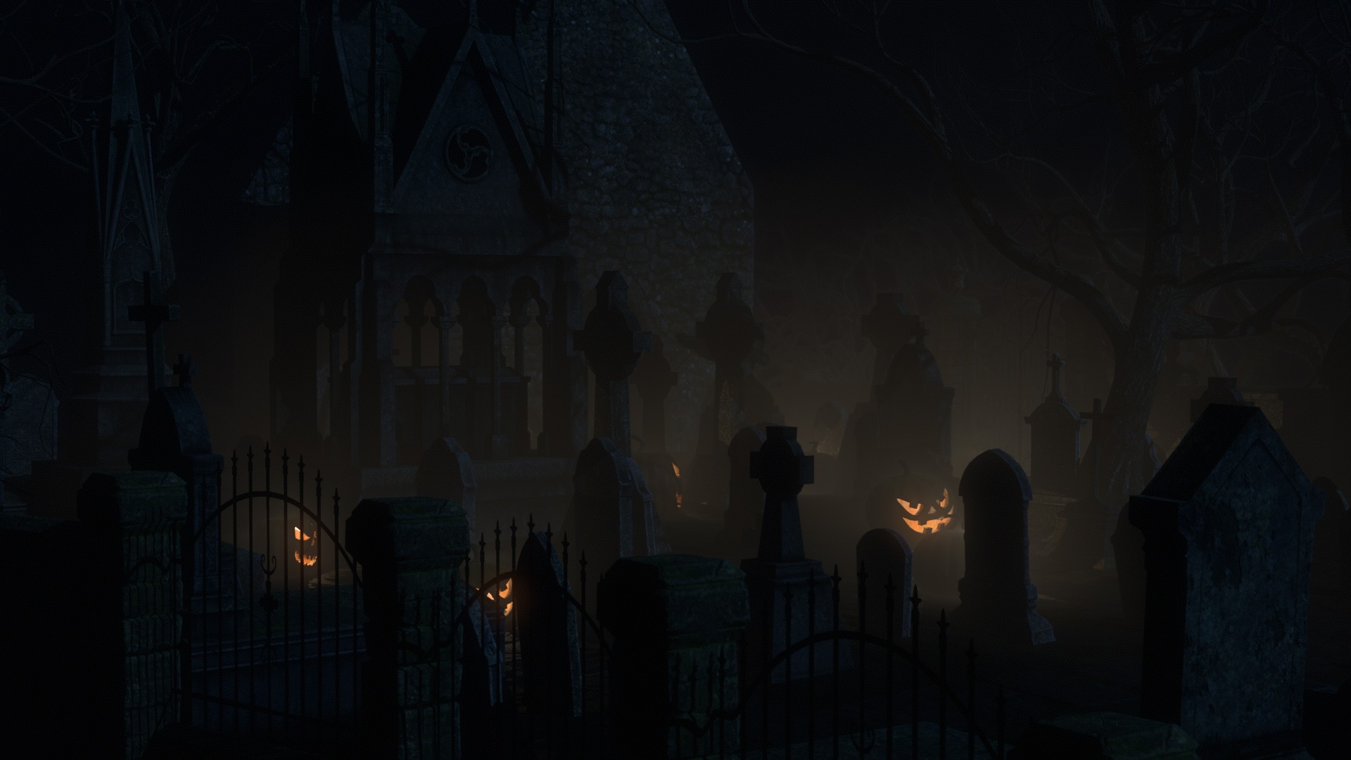 Graveyard and Ghosts Low-poly 3D model_81
