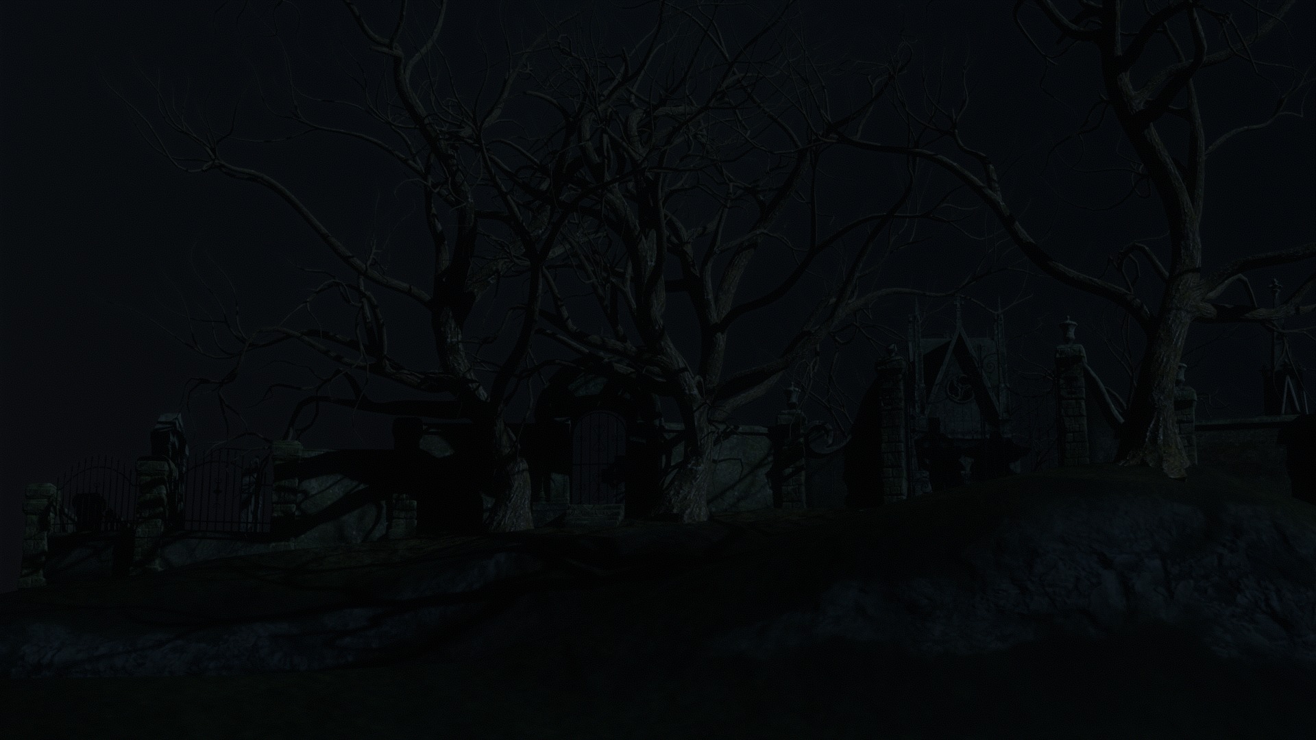 Graveyard and Ghosts Low-poly 3D model_42