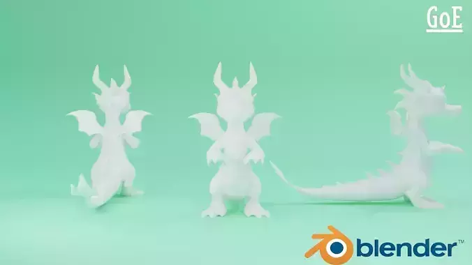 Dragon stylized character basemesh with Optimized Topology 