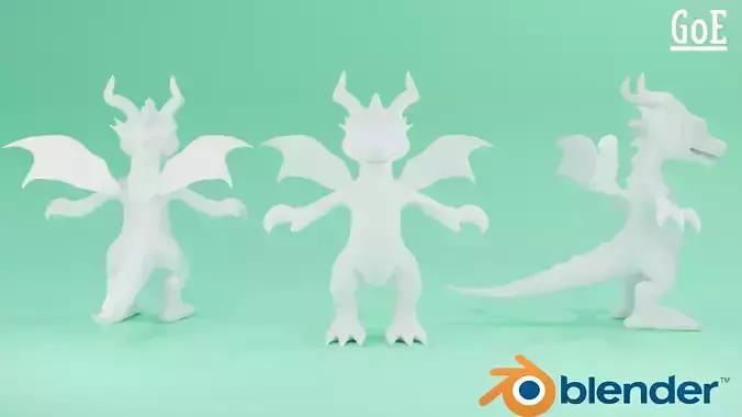 Dragon stylized character basemesh with Optimized Topology 3