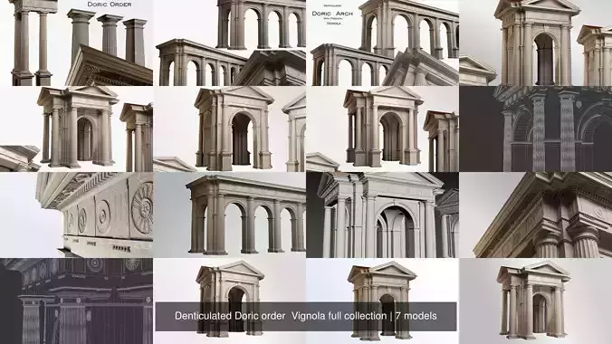 Denticulated Doric order  Vignola full collection