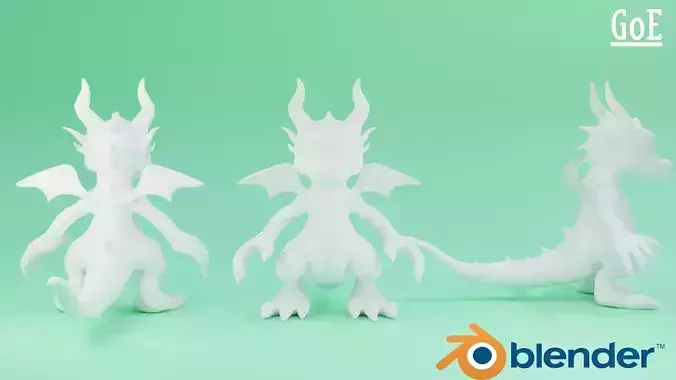 Dragon stylized character basemesh with Optimized Topology 