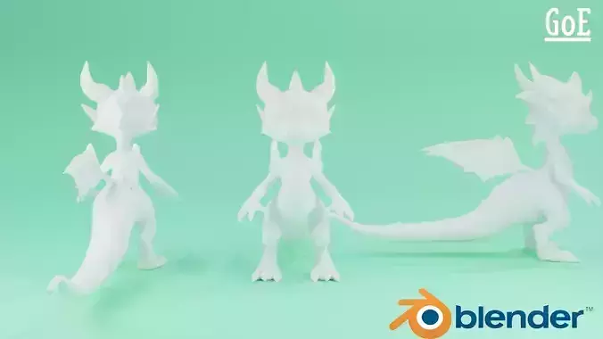 Dragon stylized character basemesh with Optimized Topology 