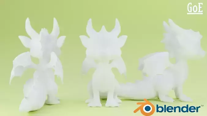 Dragon stylized character basemesh with Optimized Topology